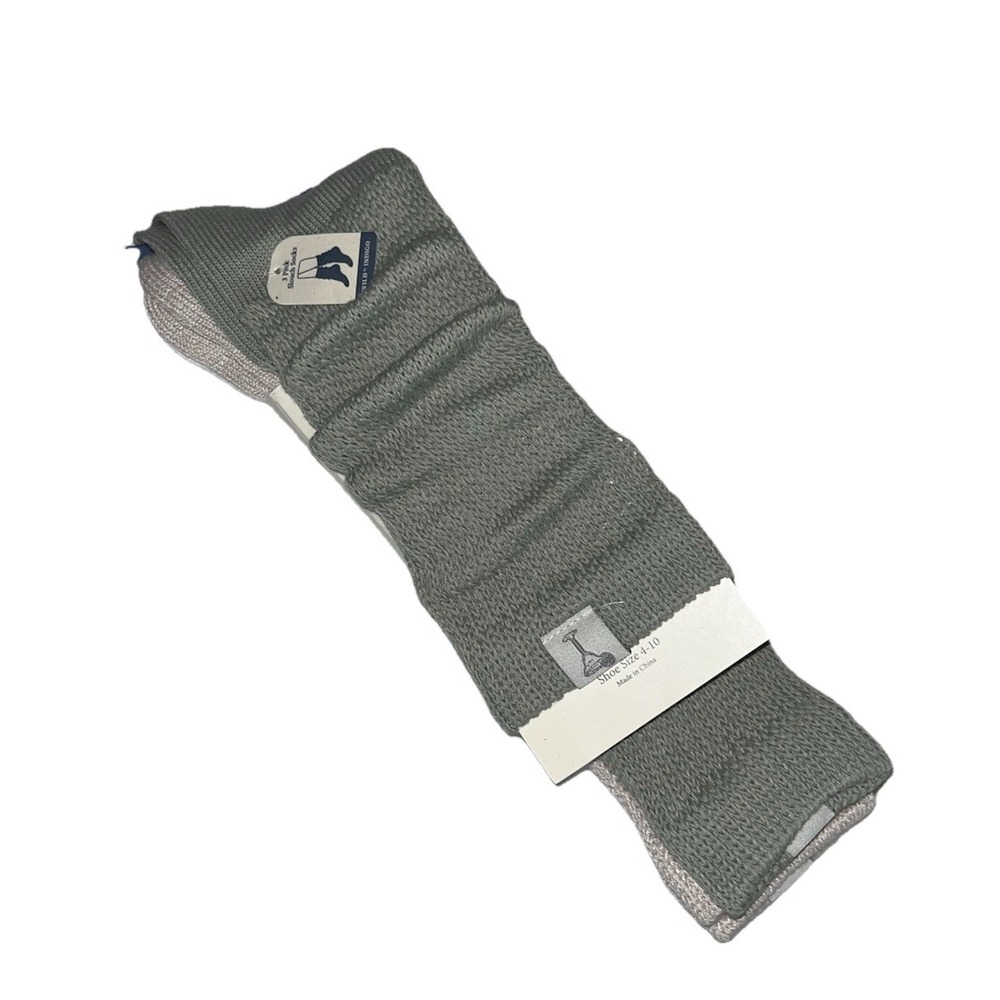 Wild Indigo Crew Slouch‎ Socks 3 pairs White Beige Sage Shoe Size 4-10